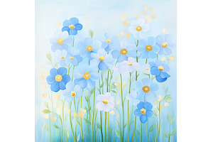 Oil painting of forget me nots in, a Business Photo by Lermont51