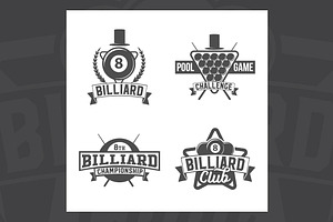 Billiards emblems and labels