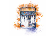 Shop window watercolor illustration, an Illustration by Kamenuka (Thumbnail 1 of 4)