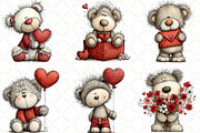 Whimsical Valentine Teddy Clipart, an Illustration by Black Bird Studio (Thumbnail 5 of 6)