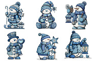 Christmas Blue Snowman Clipart, an Illustration by Dream Creation (Thumbnail 4 of 8)