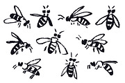 Hand drawn bees, an Animal Illustration by Nenilkime (Thumbnail 2 of 5)
