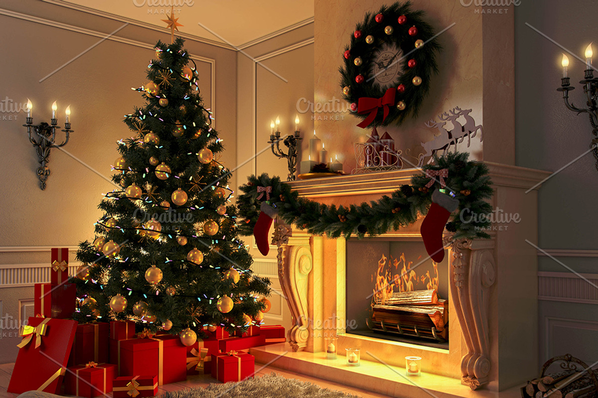 3D rendering New year interior, a Decorative Illustration by RichmanStudio (Photo 1 of 3)