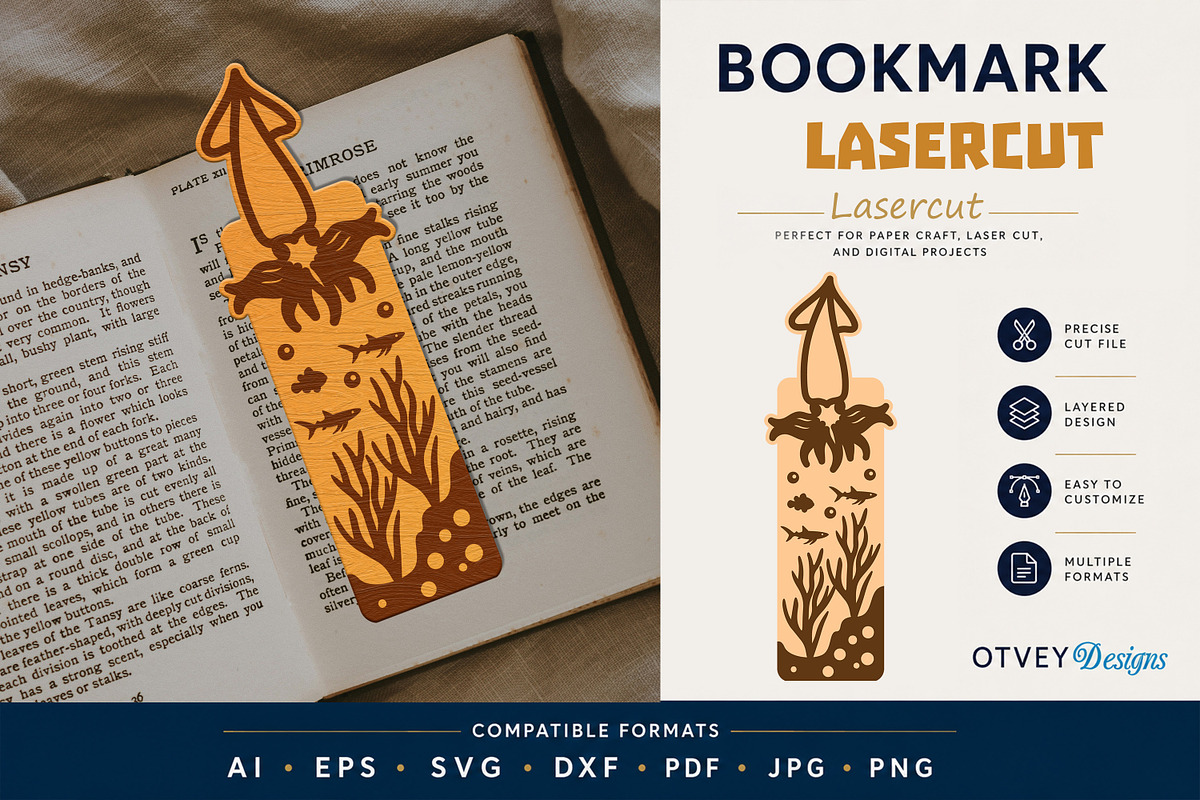 Sea Animals Bookmark lasercut, an Animal Illustration by OTVEY DESIGN (Photo 11 of 13)