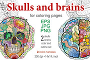 Decorative skulls and brains, a Graphic by Watercolor fantasy (Thumbnail 2 of 9)