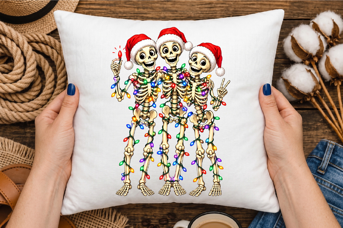 Funny Christmas Skeleton Santa Hat, a Seasonal Illustration by designcity5 (Photo 3 of 4)