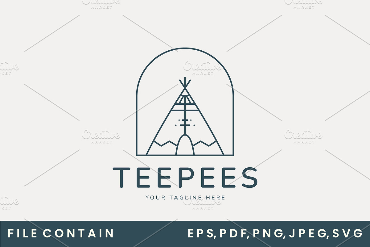 teepees with emblem logo line art, a Branding & Logo Template by SD 22