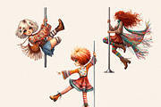 BOHO POLE DANCE GIRL CLIPART PACK, a Person Illustration by Daring Digies (Thumbnail 4 of 8)