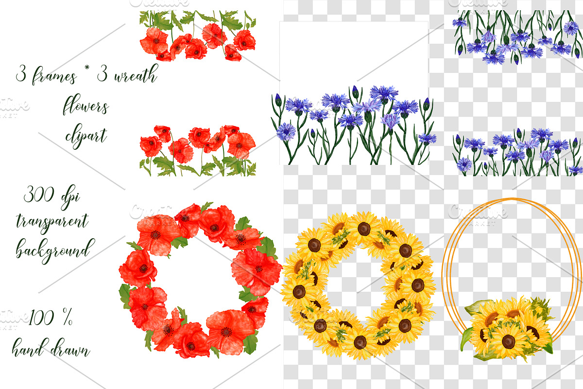 Wildflowers, stripes, checks bandle, a Pattern Graphic by Oksana Dovhopol Art (Photo 22 of 23)