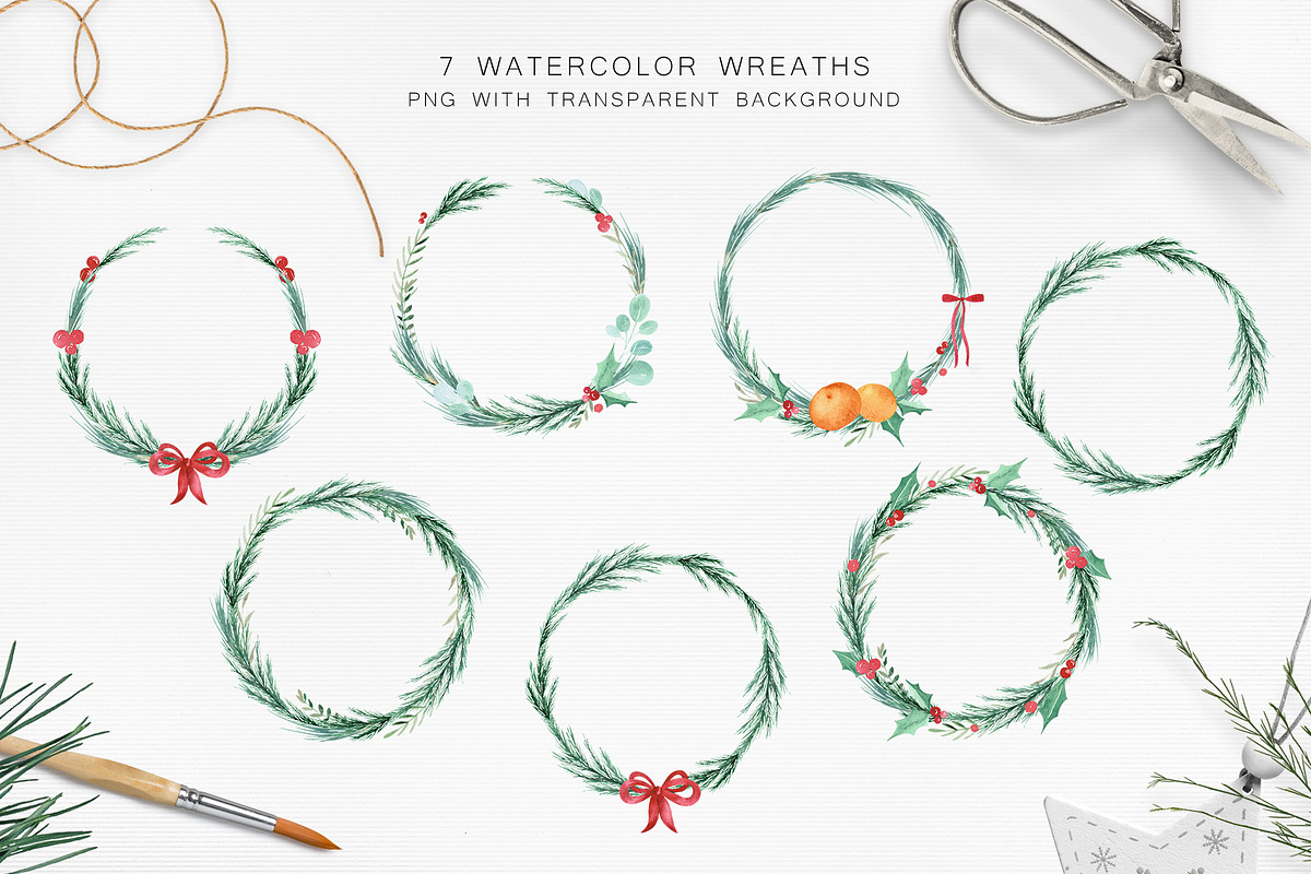 Watercolor Modern Christmas, a Seasonal Illustration by LeriaArt watercolor (Photo 6 of 17)