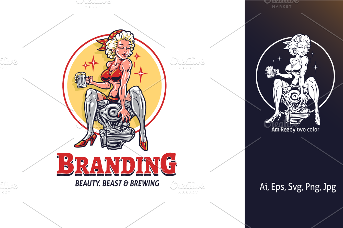 PinUp Lucky Girl Sign Working, a Branding & Logo Template by Kongstones_std (Photo 1 of 3)
