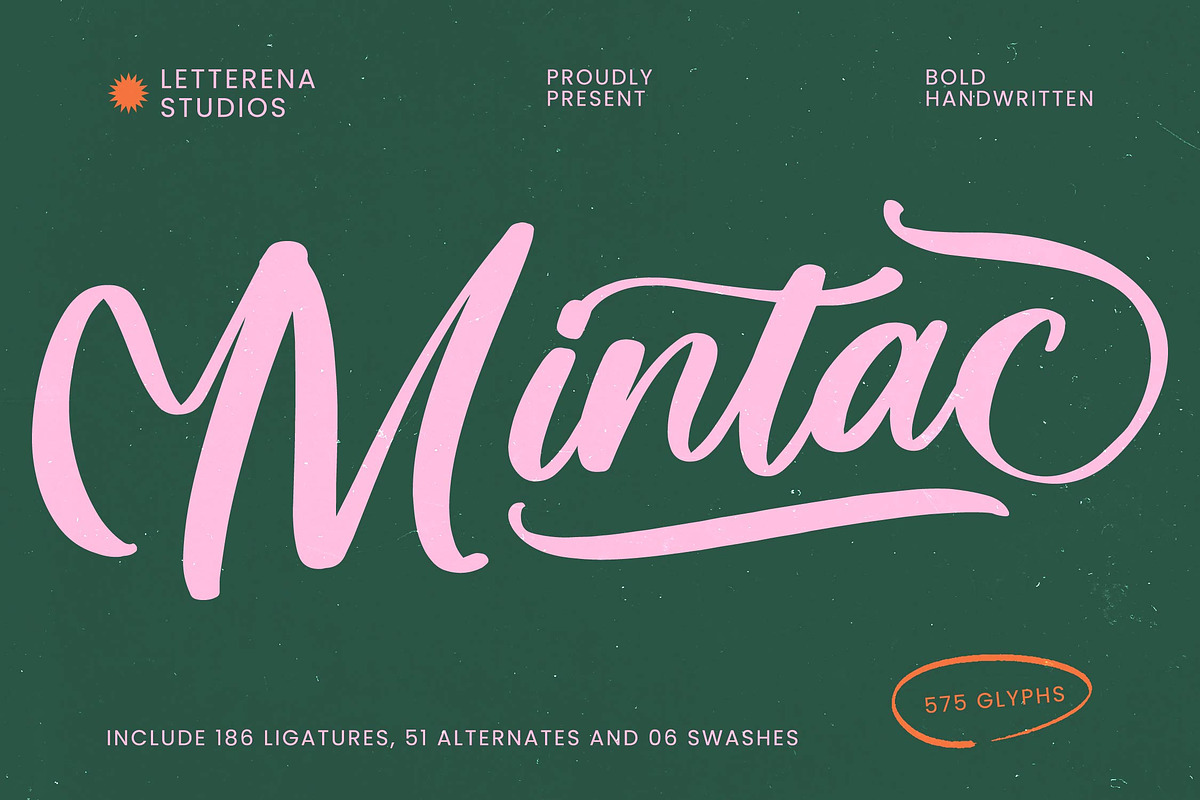 Mintac Bold Handwritten Font, a Script Font by Letterena Studios Script (Photo 1 of 20)