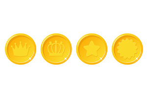 Gold medals with stars and crowns, an Object Illustration by Vectorbuum