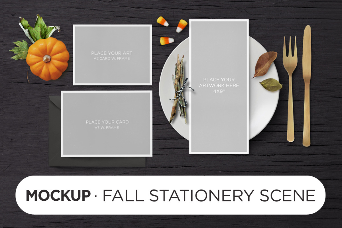 Mockup · Fall Stationery Scene, a Print Template by tomodachi studio (Photo 1 of 4)