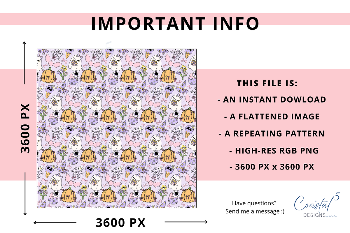 Coquette Halloween Seamless Pattern, a Pattern Graphic by Coastal 5 Designs (Photo 3 of 3)