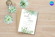 Green Leafy Wedding Invitation Card., an Invitation Template by TheSimplySereneShop (Thumbnail 7 of 7)