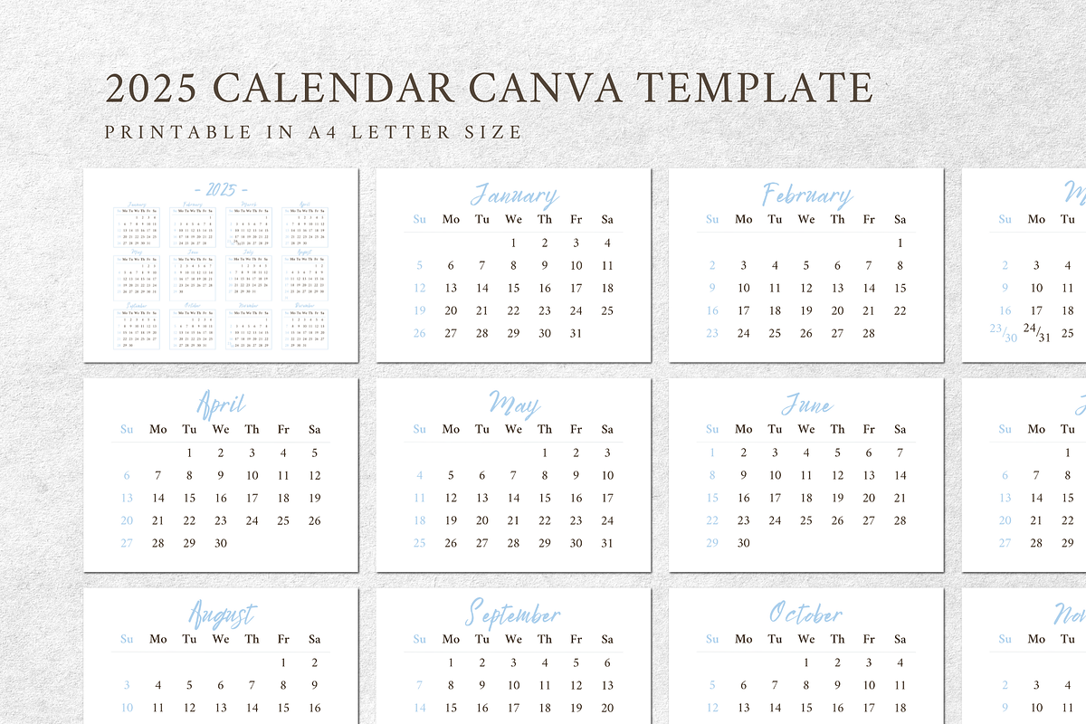 2025 CALENDAR CANVA TEMPLATE, a Stationery Template by The Little Lily Studio (Photo 4 of 5)