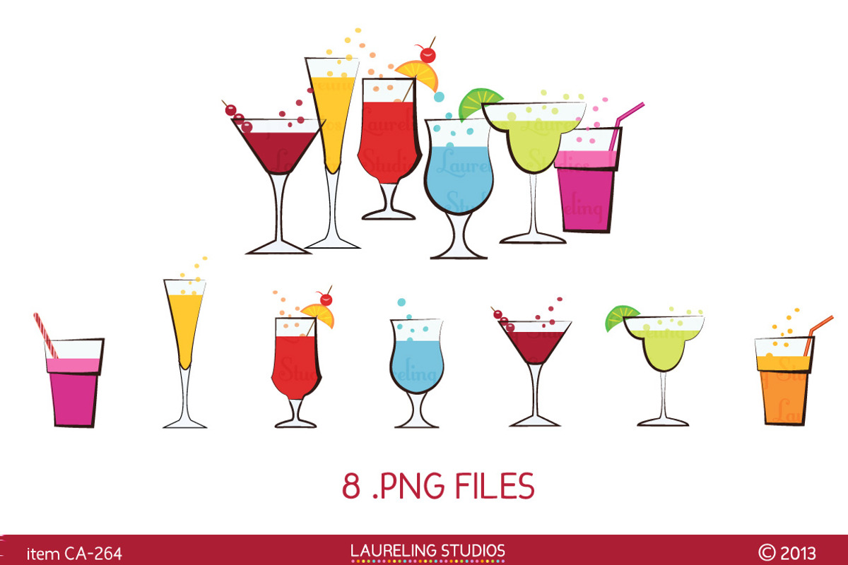 Party drinks clip art, a Food Illustration by Laureling Studios (Photo 2 of 2)