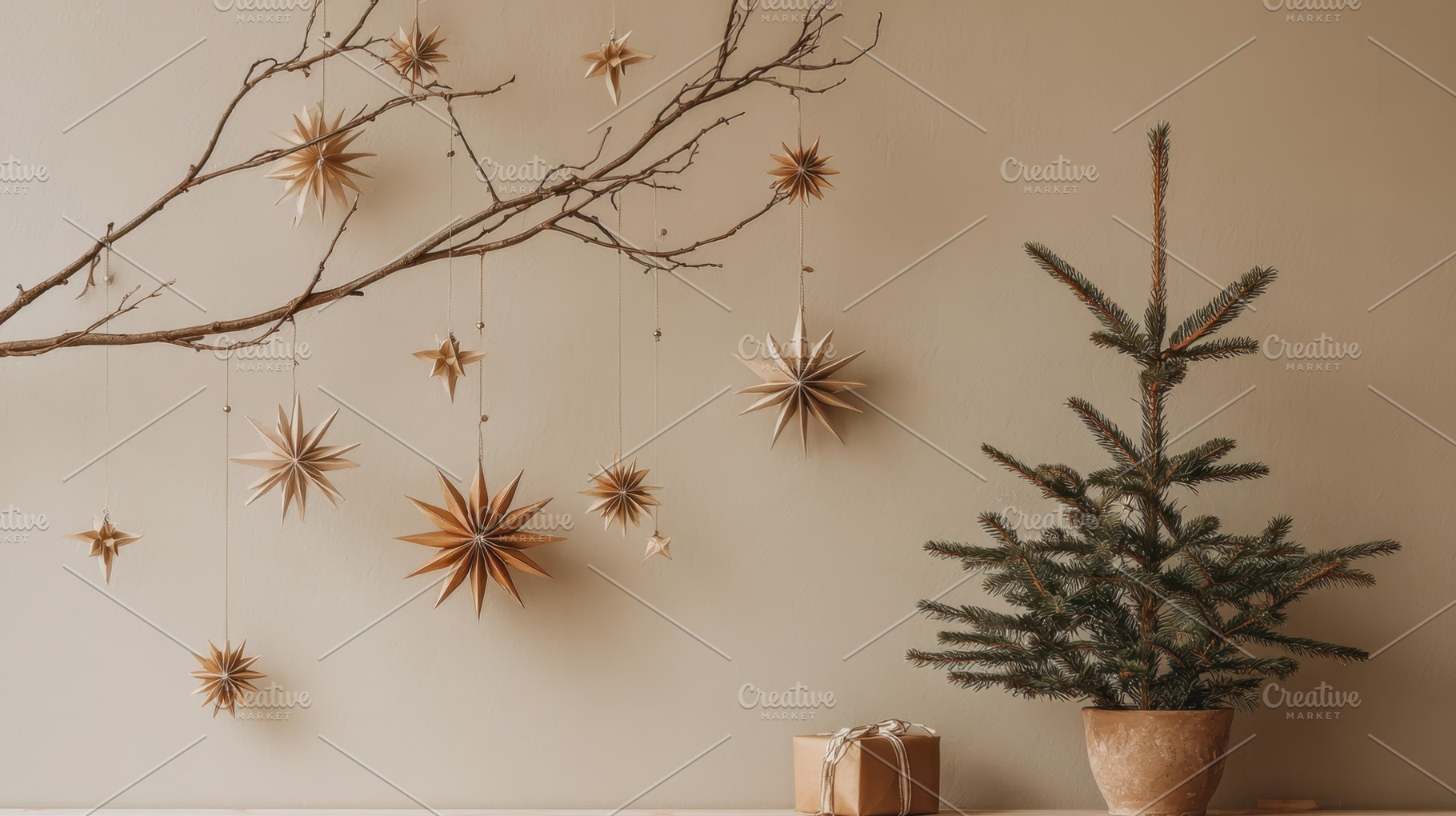 Decorative tree with stars and gifts, a Photo by Beautiful things