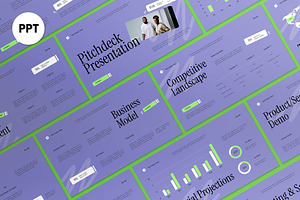 Purple Green Modern Pitch Deck PPT, a Presentation Template by graphicook