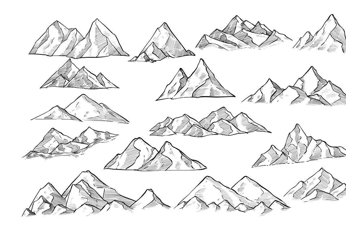 mountain handdrawn collection, an Object Graphic by nikagraphic