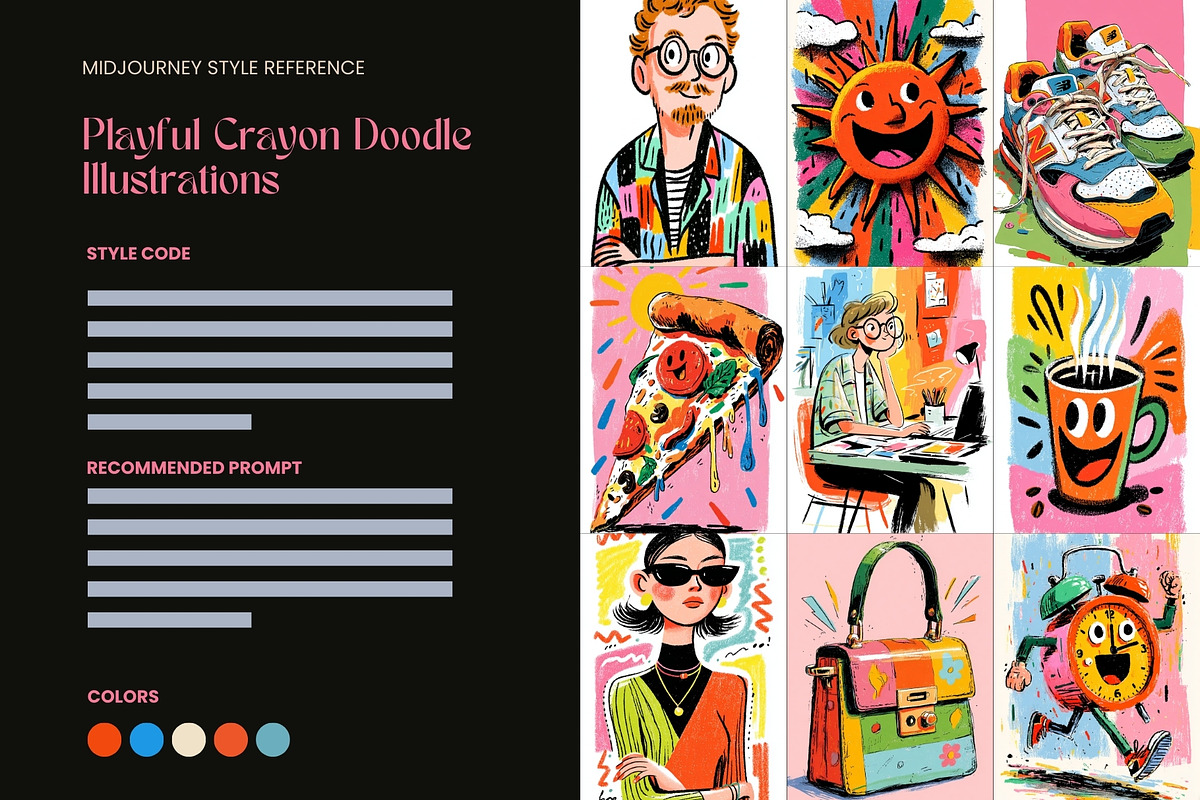 Playful Crayon Illustration Prompt, a Decorative Illustration by Artimind Studio (Photo 2 of 9)
