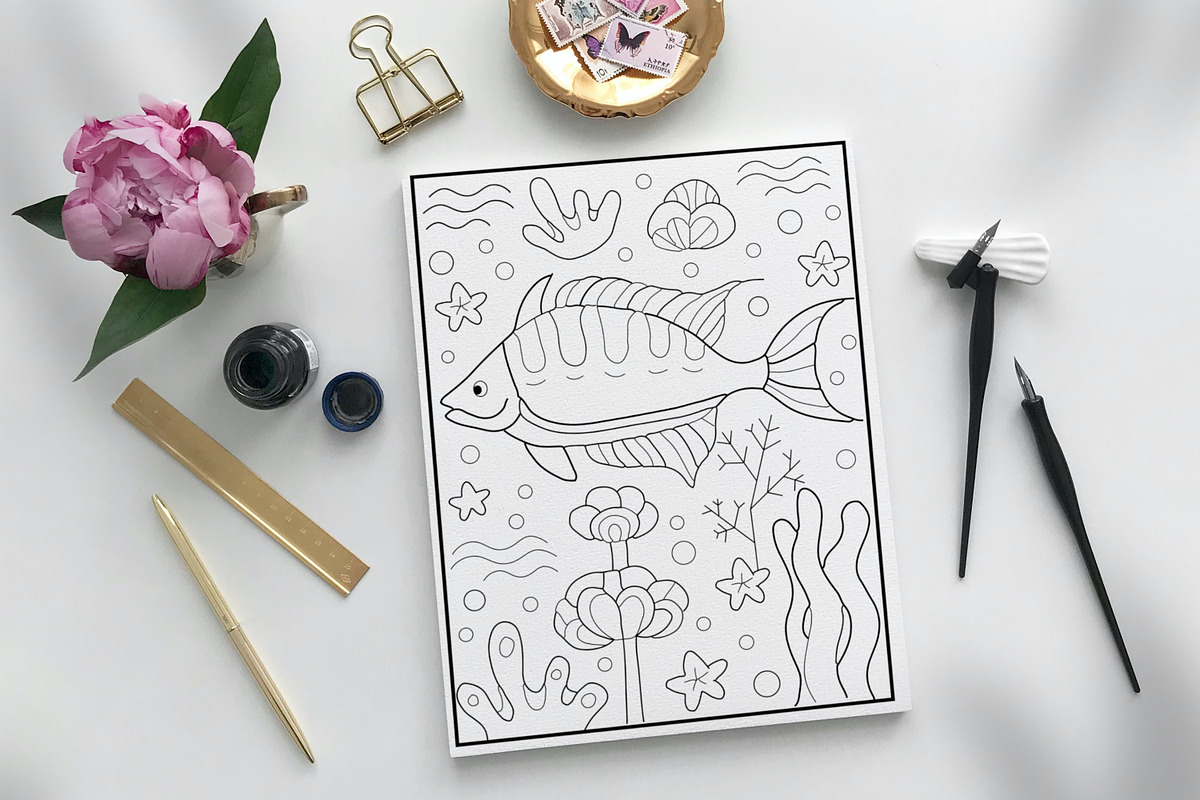 10 Coloring Pages | Sea life, an Animal Illustration by ChristinaDesigns (Photo 6 of 8)