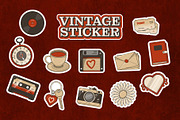 Vintage Sticker Set, an Object Illustration by Creathub Studio (Thumbnail 1 of 4)