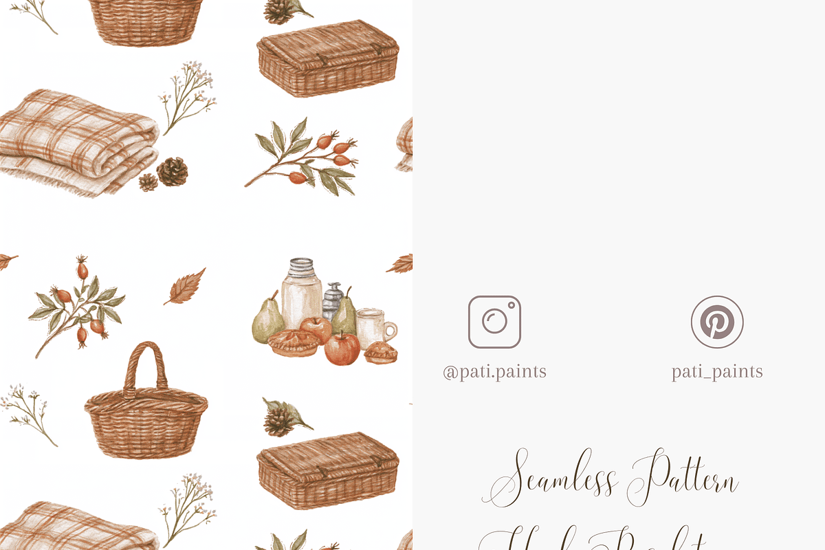 Autumn Picnic Seamless Pattern, a Pattern Graphic by Pati Charm Studio (Photo 5 of 6)