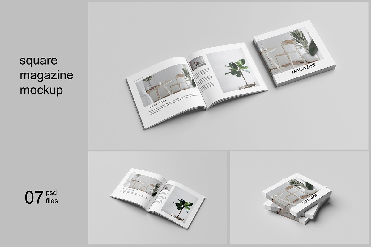Square magazine mockup, a Magazine Template by Graphic_world89 (Photo 1 of 8)
