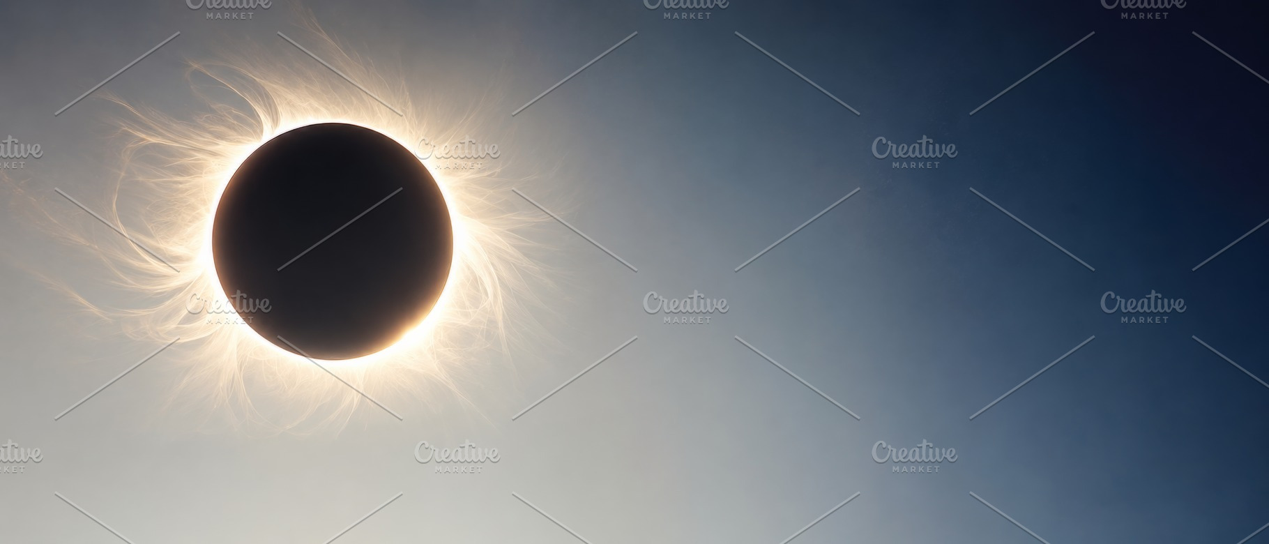 Solar eclipse with dramatic corona i, a Photo by Dvoevnore photos