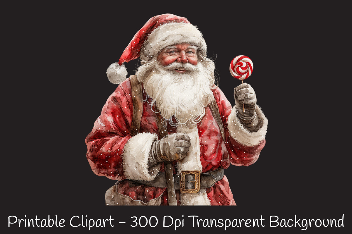 Hand-Painted Watercolor Santa Png, an Illustration by RobertsArt (Photo 2 of 7)