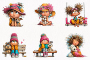 Whimsical Girl & Dog Love Clipart, a Person Illustration by fashionaddict (Thumbnail 3 of 7)