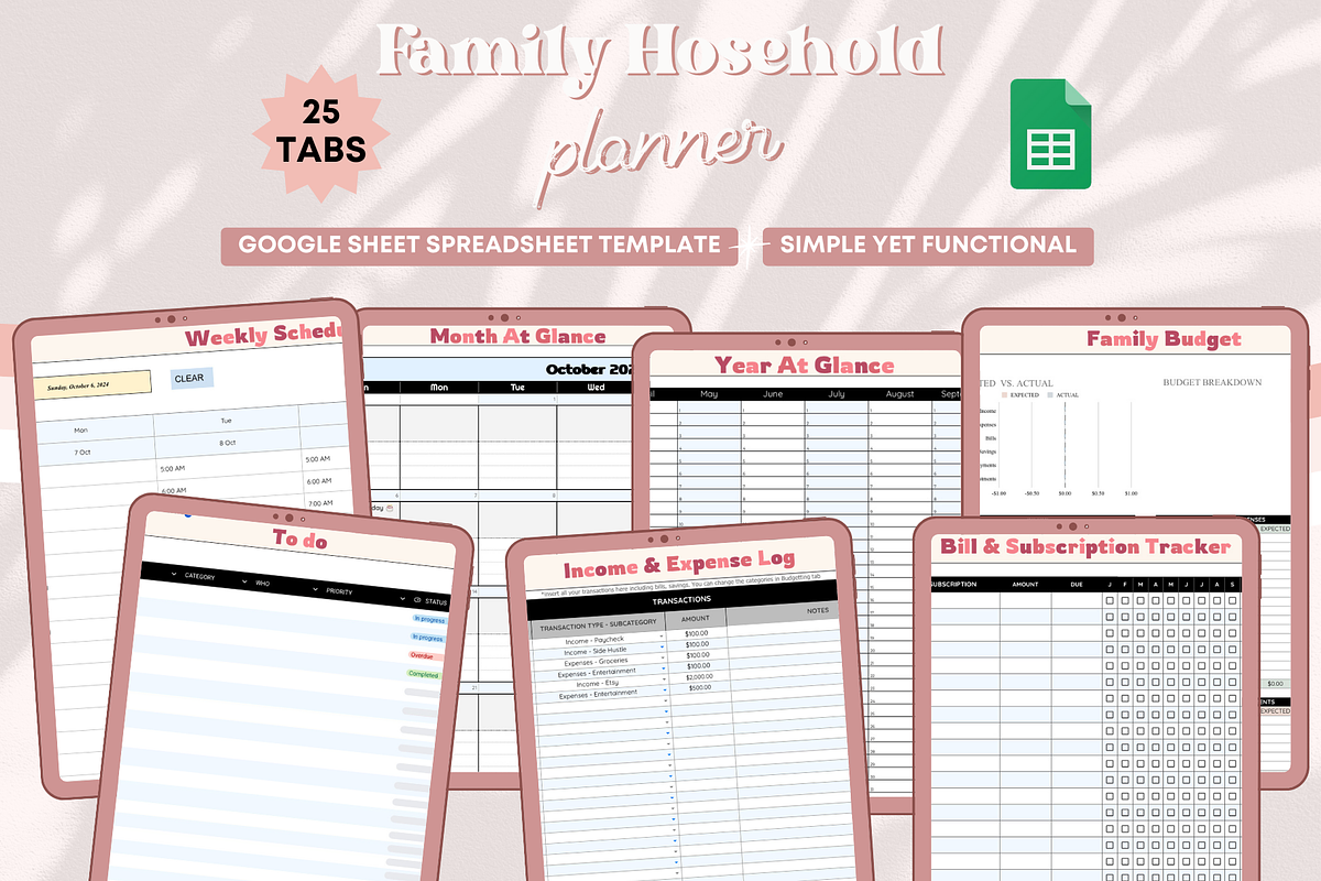 Spreadsheet Family Household Planner, a Templates & Theme by bellaROSEworkshop (Photo 3 of 6)