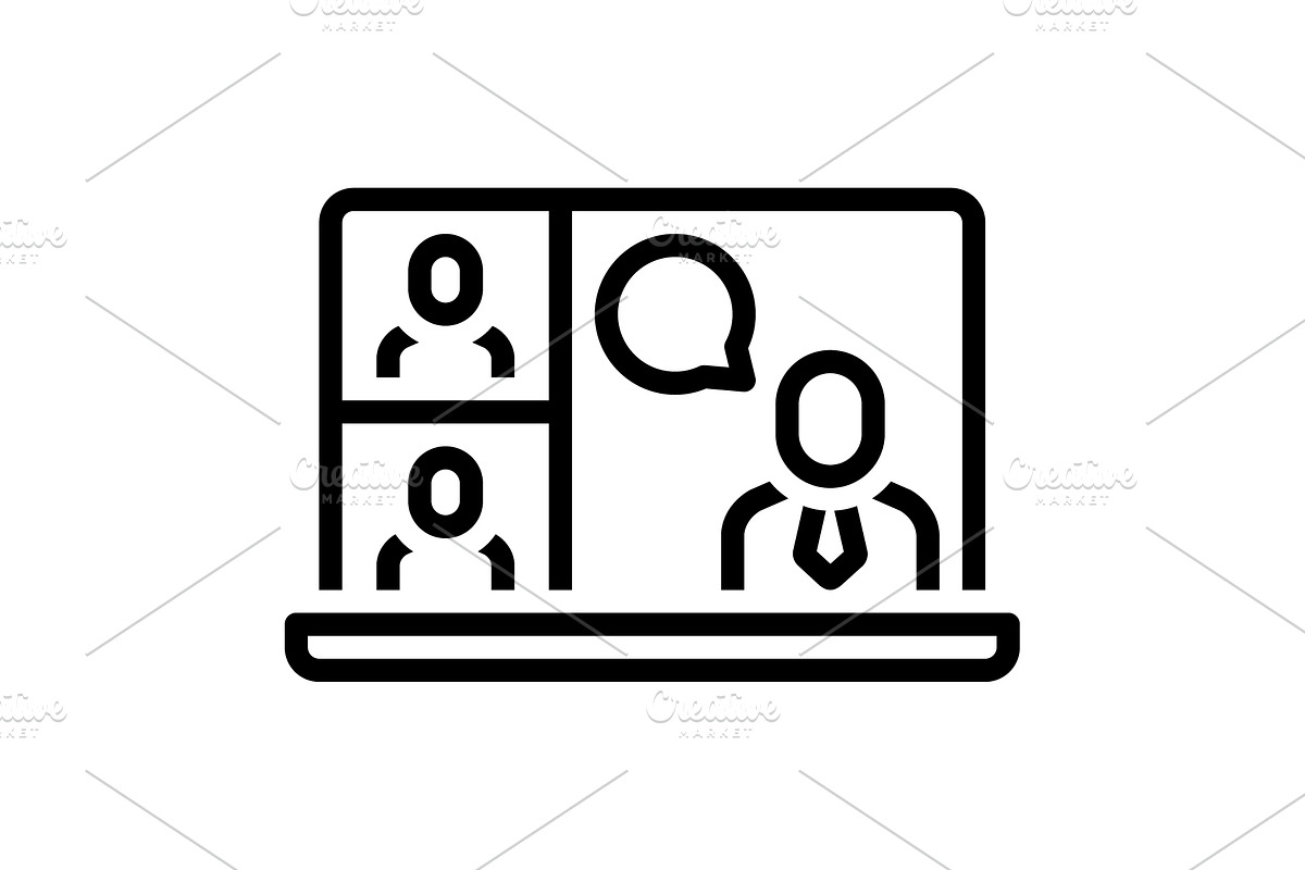 Conferencing meeting black icon, an Outline Icon by Creative priyanka