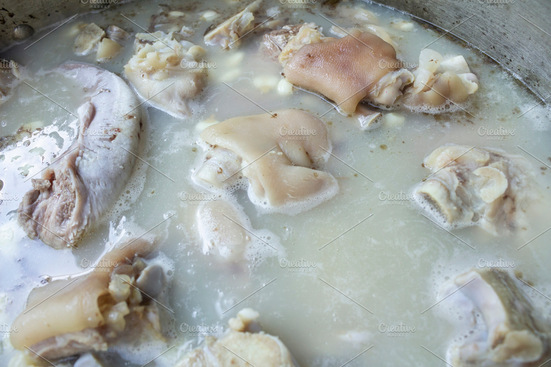 cooking delicious pozole, cooking delicious and traditional whit, a Food & Drink Photo by Mexico stock images
