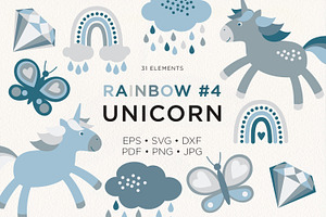 Rainbow Unicorn Magic Clipart 04