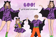 Boo Girls And Children Clipart, a Person Illustration by GlamArtZhanna (Thumbnail 1 of 5)