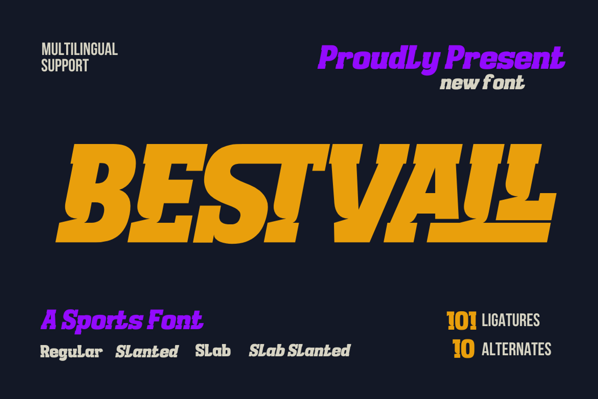 BESTVALL | Athletic Font, a Font by twinstd (Photo 1 of 16)