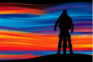 The silhouette of a backpacker with, a Sports & Recreation Photo by ZinetroN