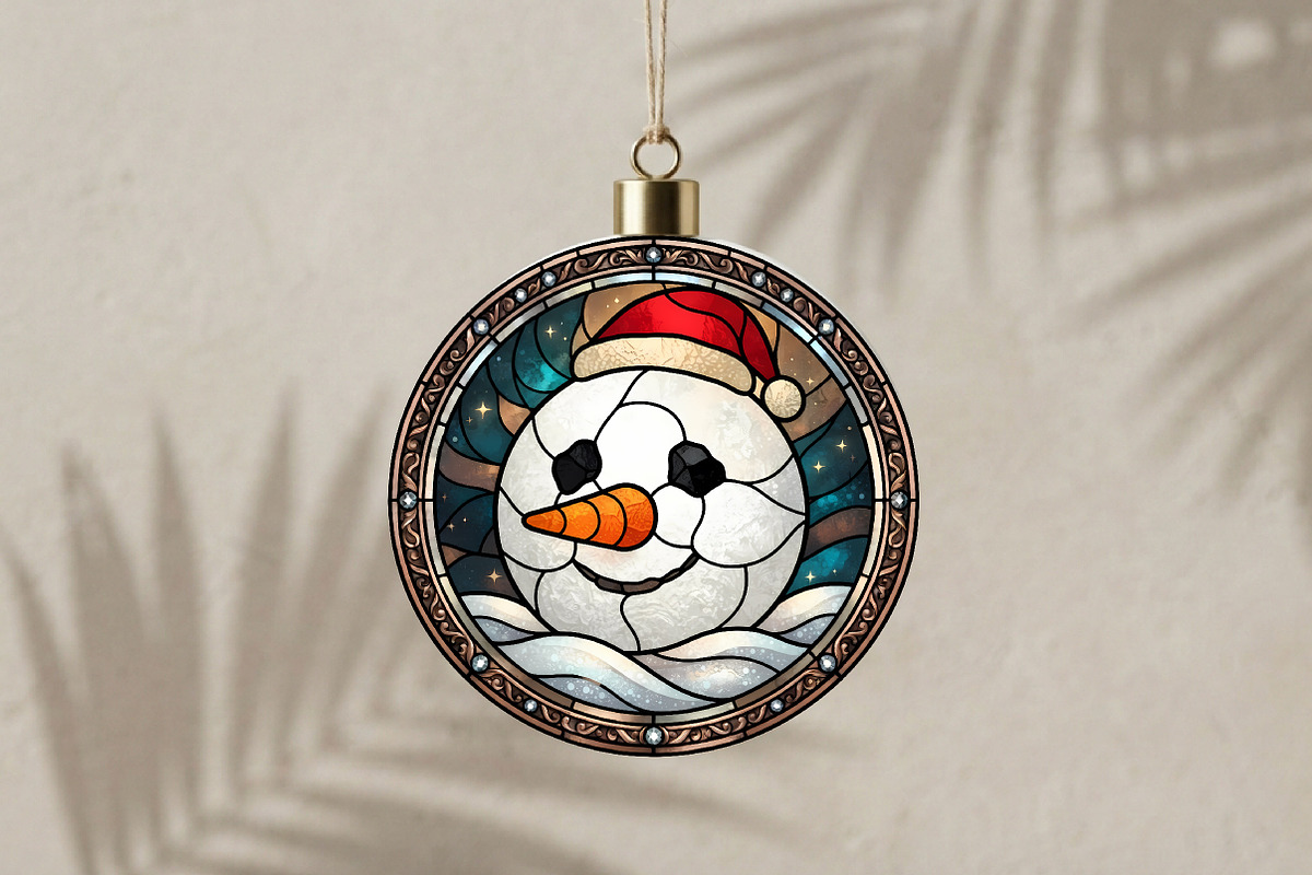 Stained Glass Snowman Ornament, a Seasonal Illustration by CrexoraLab (Photo 3 of 3)