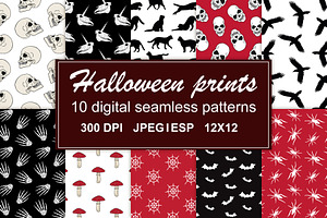 Halloween seamless patterns set
