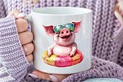 Funny Pink Pig Clipart Bundle, an Illustration by DreamCafeArt (Thumbnail 8 of 9)