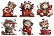 Whimsical Valentine Cat Clipart, an Illustration by Daily.Designs (Thumbnail 8 of 8)