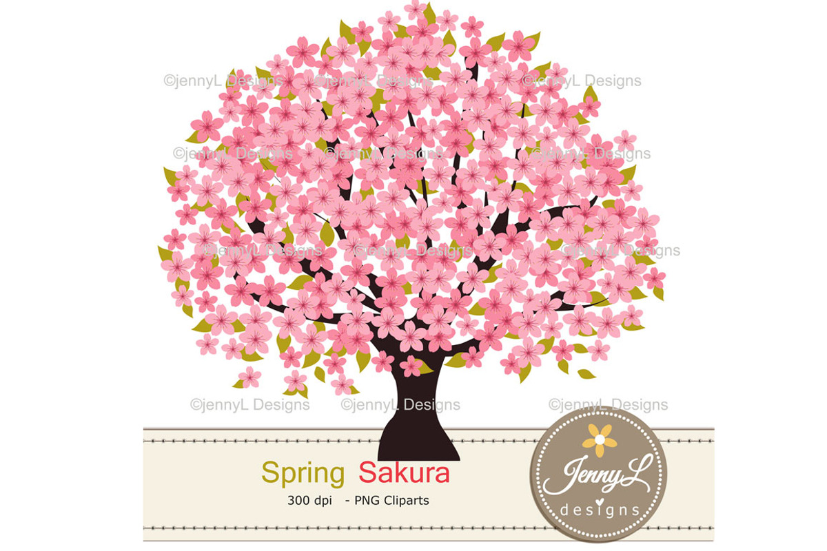 Cherry Blossoms Digital Paper, a Pattern Graphic by JennyL Designs (Photo 6 of 6)