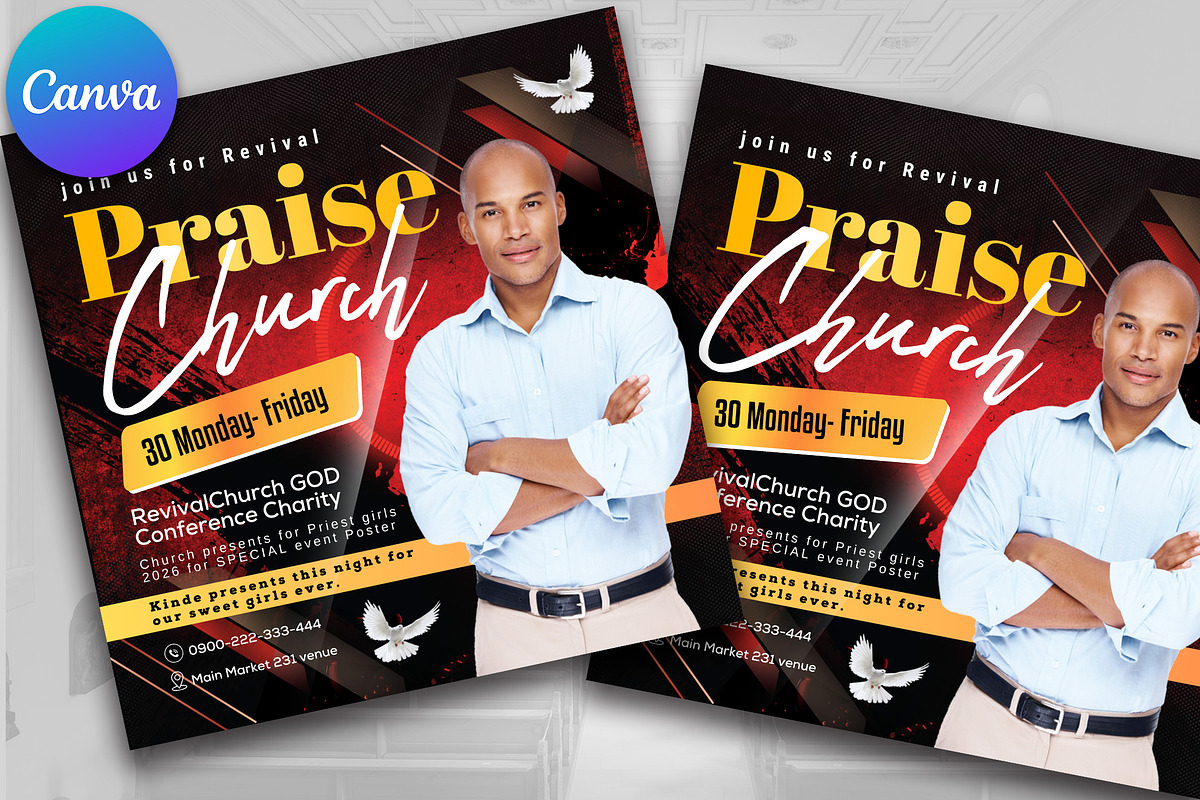 Church Praise Flyer, Canva Template, a Graphic by Design Up (Photo 3 of 3)