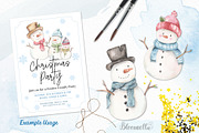 Watercolour Snowman Clipart Family, an Object Graphic by Bloomella (Thumbnail 3 of 6)