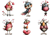 Whimsical Quirky Valentine Birds PNG, an Illustration by CraftArtStudio (Thumbnail 2 of 6)