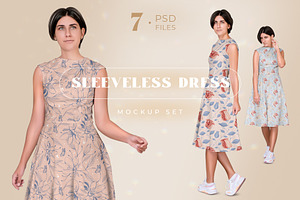 Sleeveless Dress Psd Mockup Set