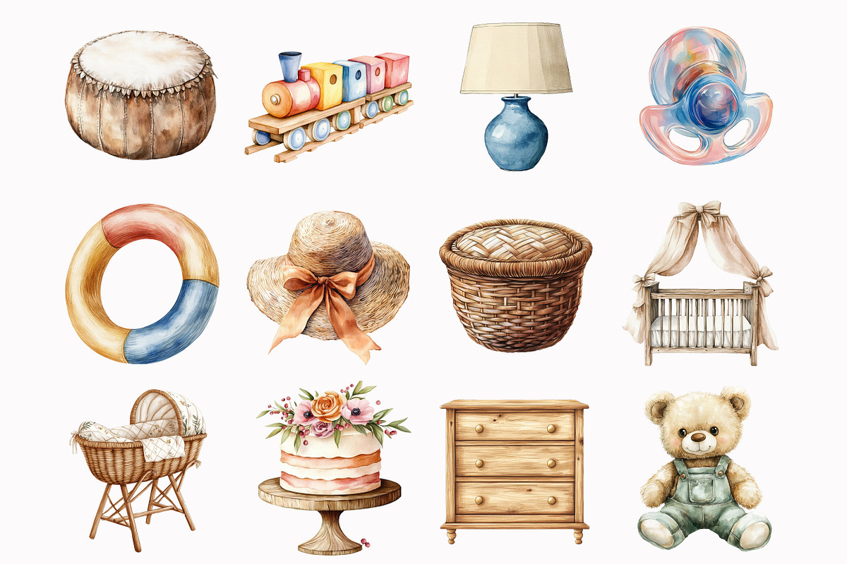 Watercolor Boho Nursery Clipart, an Illustration by Design Market (Photo 3 of 5)
